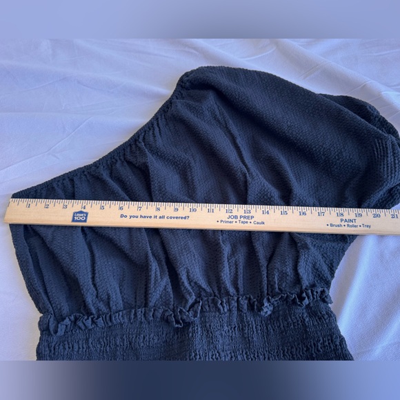 APIECE APART Marta One Shoulder Maxi Dress Navy Blue Medium Knit Gauzy Puff - Picture 10 of 13